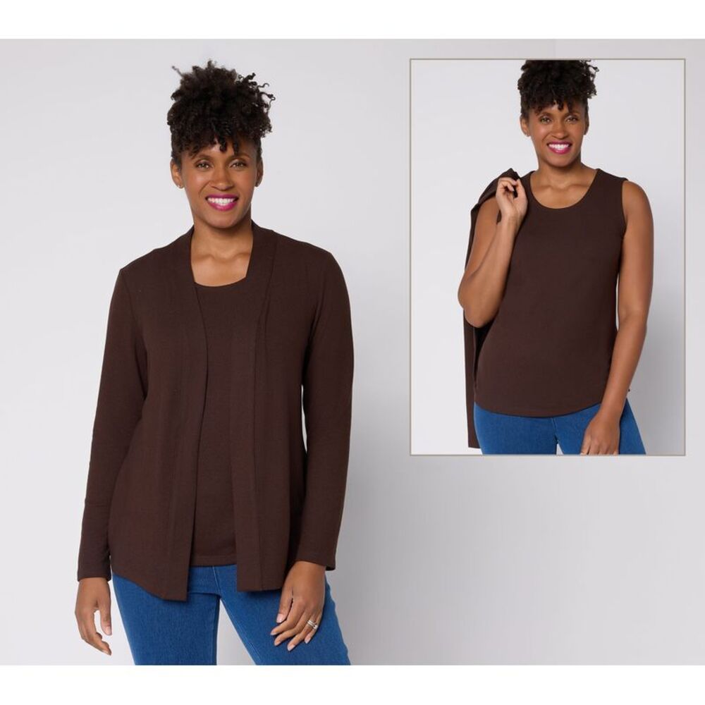 Denim & Co. Women's Top Sweater Sz L Grey Dusk- Textured Leopard